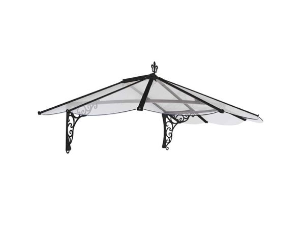 Patio Cover Iris Door Awning Canopy 1780 Clear - Acrylic - L174.9 x W125 x H79.9 cm - Black