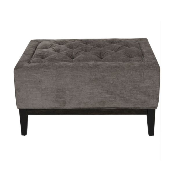 Theodore Buttoned Stool - Wood/Foam/Poly/Metal - L61 x W81 x H48 cm - Grey