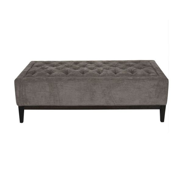 Theodore Buttoned XL Ottoman - Wood/Foam/Poly/Metal - L75 x W140 x H48 cm - Grey