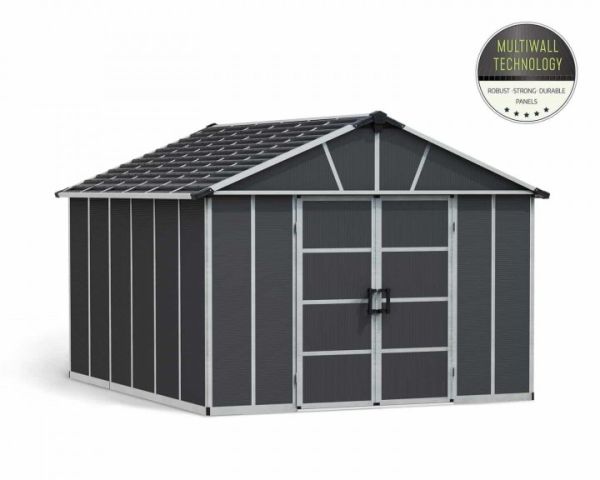 Yukon 11 x 13.1 Shed - Polycarbonate - L395 x W332 x H252 cm - Dark Grey