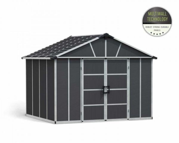 Yukon 11 x 9 Shed + Floor Wpc - Polycarbonate - L271 x W332 x H252 cm - Dark Grey