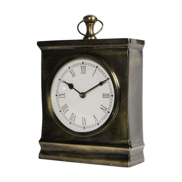 Taunton Antique Finish Mantel Clock Large - Aluminium/MDF/Glass - L7 x W20 x H29 cm - Burnished Brass