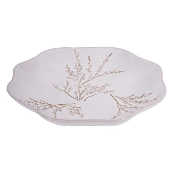 Laura Ashley Pussywillow Bowl - Stoneware - L31 x W31 x H4.5 cm - White