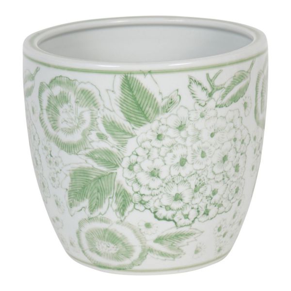 Laura Ashley Planter Medium - Porcelain - L21 x W20.5 x H18.5 cm - Green/White