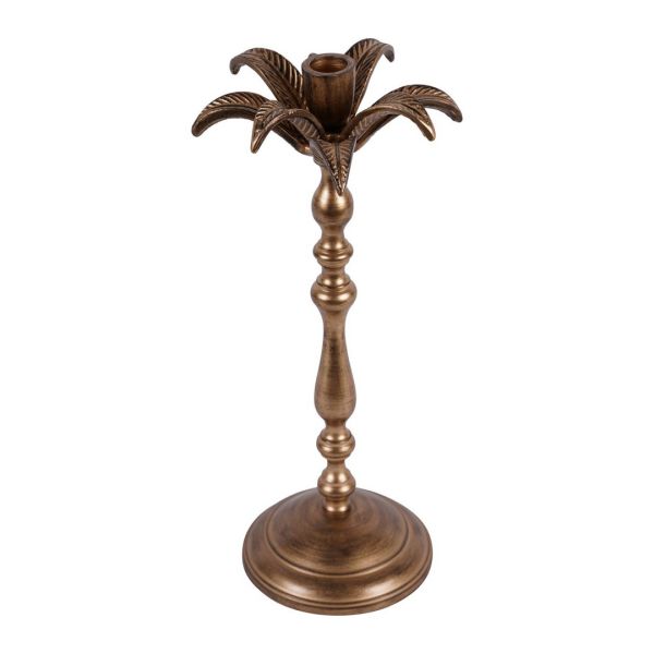 Laura Ashley Antique Brass Large Palm Tree Candlestick - Aluminium - L13 x W13 x H36 cm - Antique Brass