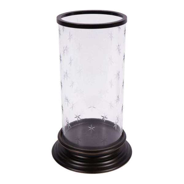 Laura Ashley Cleverton Hurricane Lamp Large - Iron/Glass - L21 x W21 x H34.5 cm - Gilded Dark Bronze