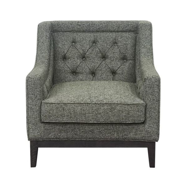 Theodore Buttoned Armchair - Wood/Foam/Poly/Metal - L86 x W81 x H86 cm - Forest Green