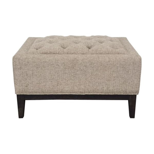 Theodore Buttoned Stool - Wood/Foam/Poly/Metal - L61 x W81 x H48 cm - Dark Taupe