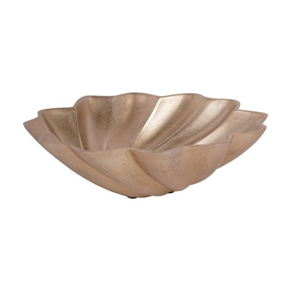 Marin Scallop Round Bowl - Aluminium - L33 x W33 x H10 cm - Champagne Gold