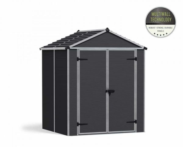 Rubicon Shed 6X5 Dark - Polycarbonate - L154 x W185 x H217 cm - Dark Grey