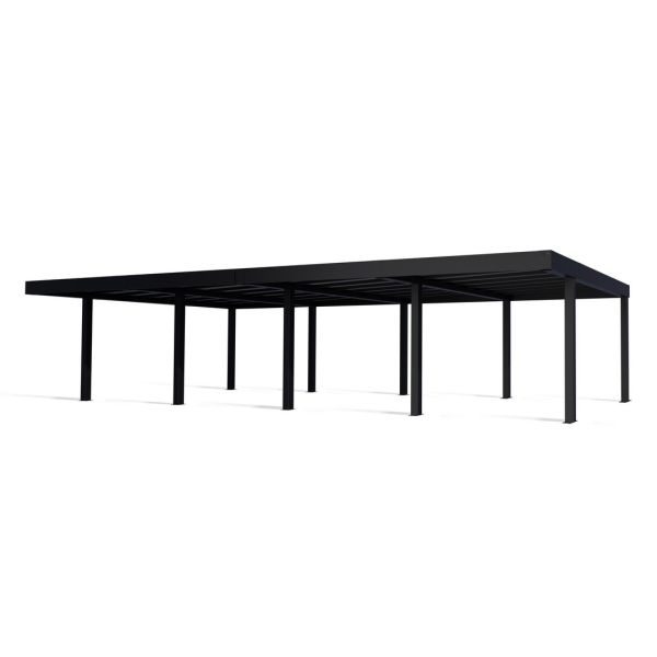 Oslo 20 x 40 Feet Carport Kit - Black Structure Grey polycarbonate Panels - L607.5 x W596.5 x H240.5 cm