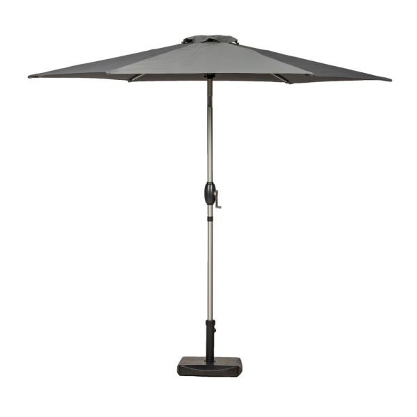 2.5mtr Crank and Tilt Parasol - Aluminium/Polyester - L250 x W250 x H225 cm - Grey