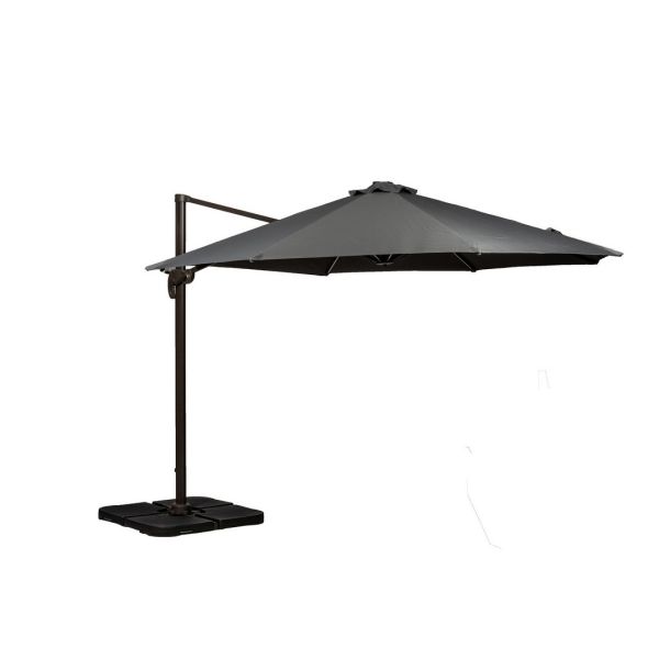Solar Powered LED Cantilever Parasol - Aluminium/Polyester - L350 x W350 x H255 cm - Grey