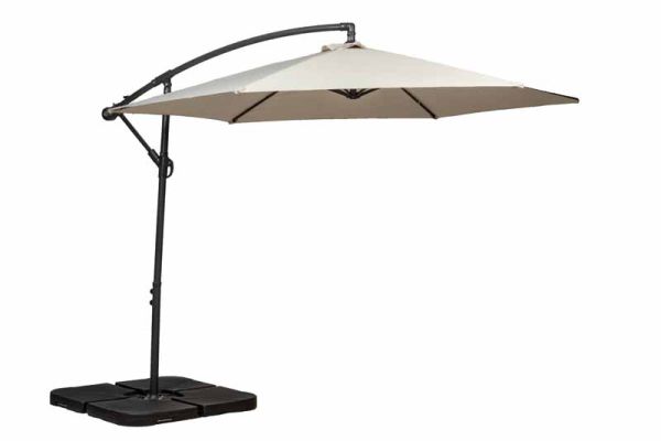 Standard Cantilever Over Hanging Parasol with Cross Stand - Steel/Polyester - L300 x W300 x H255 cm - Ivory