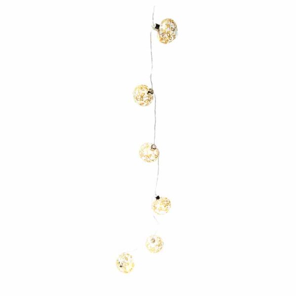 Led Glitter Ball Garland - Glass/Glitter - L140 x W7 x H6 cm - Translucent/Gold