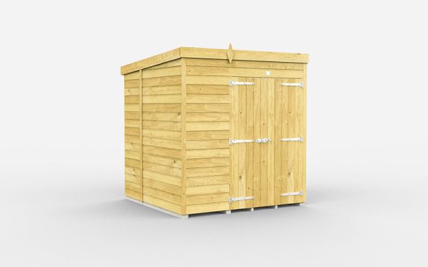 7 x 6 Feet Pent Shed - Double Door Without Windows - Wood - L178 x W214 x H201 cm