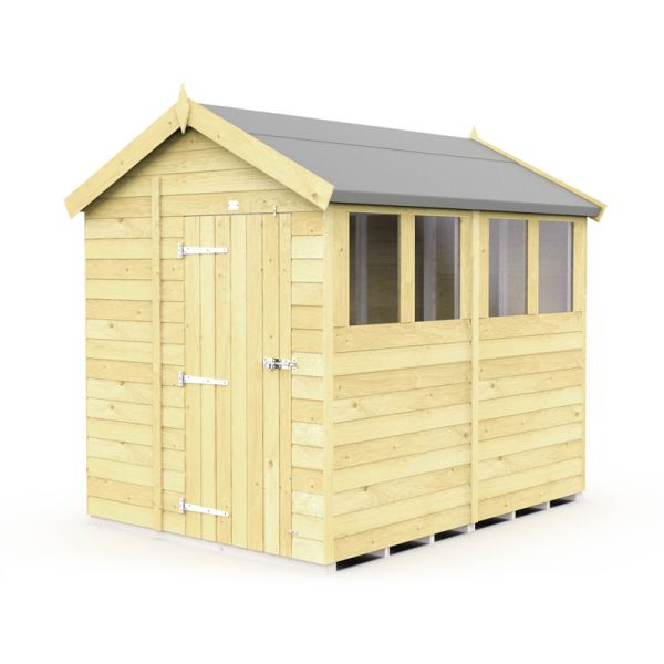 7 x 8 Feet Apex Shed - Single Door With Windows - Wood - L243 x W214 x H217 cm