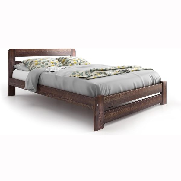 Double Size Bed - Wood - L197 x W146 x H80 cm - Walnut