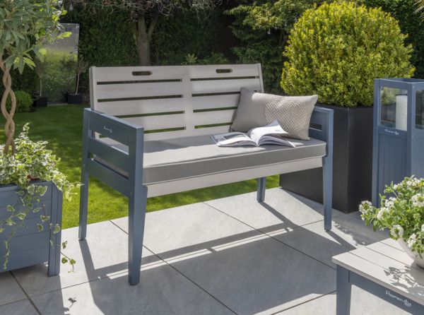 Galaxy Two Seat Bench Set - Eucalyptus - L117 x W62 x H85 - Greywash/Blue