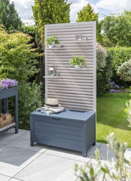 Galaxy Storage Bench - Eucalyptus - L80 x W43.5 x H170 - Greywash/Blue