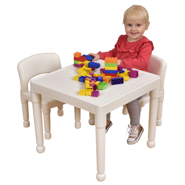 Childrenâ€™s White Table & 2 Chairs Set