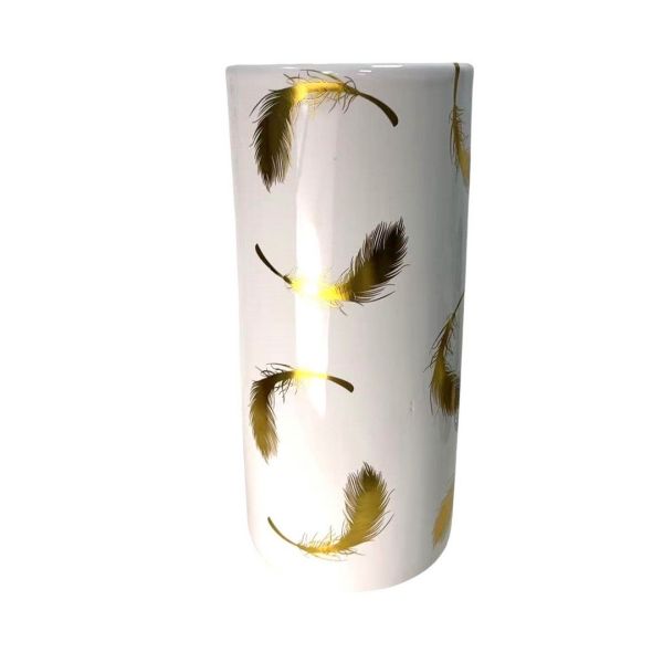 18 Inch Gold Leaf Umbrella Stand - Ceramic - L20 x W20 x H46 cm