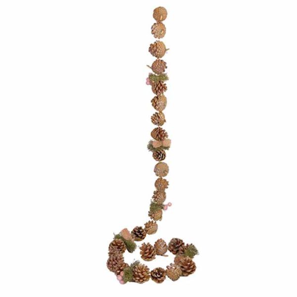 Garland with Pine Berries - Pinecones/Glitter/Plastic - L150 x W150 cm - Pink