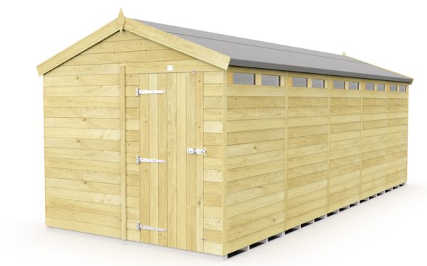 8 x 20 Feet Apex Security Shed - Single Door - Wood - L592 x W231 x H217 cm