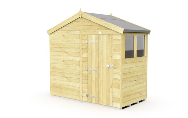 8 x 4 Feet Apex Shed - Single Door With Windows - Wood - L127 x W231 x H217 cm