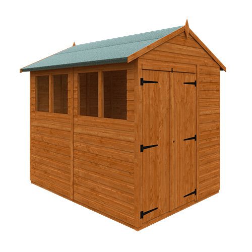8x6 Flex Apex Double Door 12mm Flex - L238.8 x W175 x H213.5 cm - Solid Wood/Softwood/Pine - Burnt Orange
