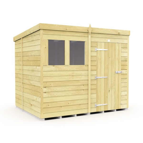 8 x 6 Feet Pent Shed - Single Door With Windows - Wood - L178 x W243 x H201 cm