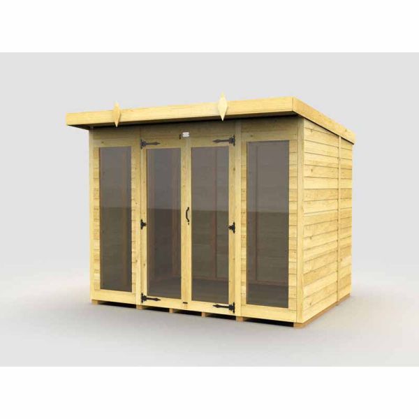 8ft x 6ft Pent Summer House (Full Height Window) - Wood - L178 x W243 x H201 cm