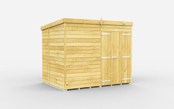 8 x 7 Feet Pent Shed - Double Door Without Windows - Wood - L214 x W243 x H201 cm