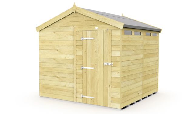 8 x 8 Feet Apex Security Shed - Single Door - Wood - L243 x W231 x H217 cm
