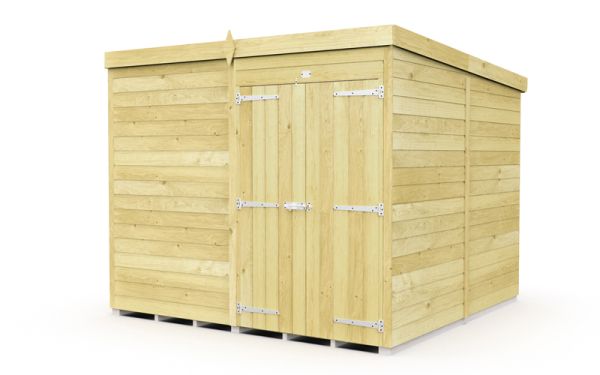 8 x 8 Feet Pent Shed - Double Door Without Windows - Wood - L231 x W243 x H201 cm
