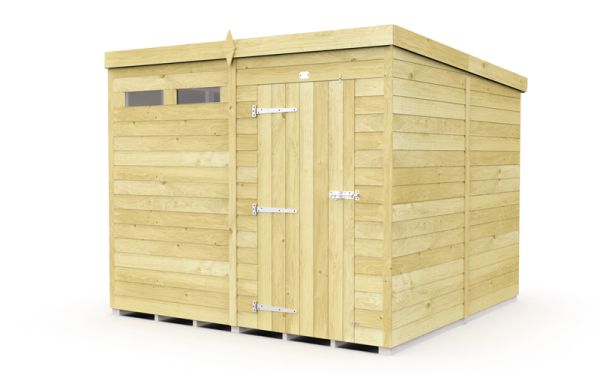 8 x 8 Feet Pent Security Shed - Single Door - Wood - L231 x W243 x H201 cm