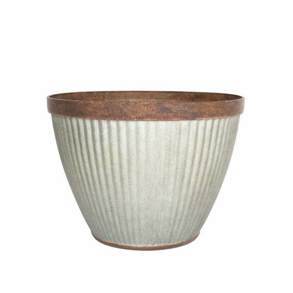 52cm Large Irondale Plant Pot - Plastic - L52 x W52 x H38 cm - Silver