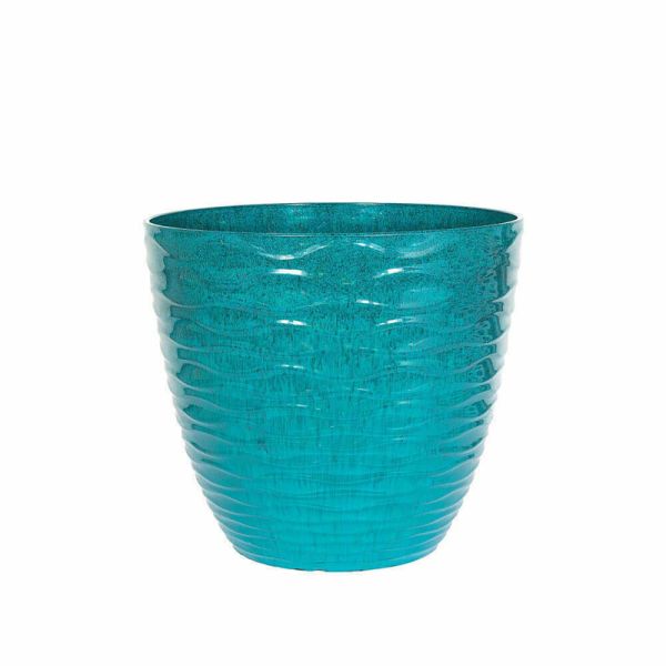 38cm Large Windermere Plant Pot - Plastic - L38 x W38 x H33 cm - Teal