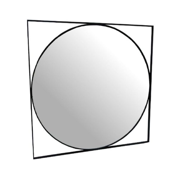 Isaac Mirror - Glass/Iron - L1.5 x W77 x H77 cm - Black