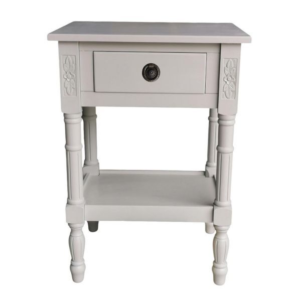Single Drawers Side Table - L35 x W45 x H65 cm - Light Grey
