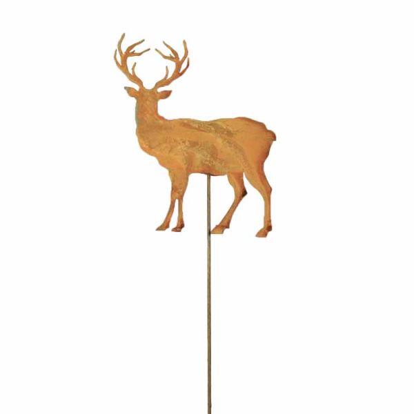 Stag Garden Stake - Metal - L63 x W15 x H1 cm - Rusty (9124)