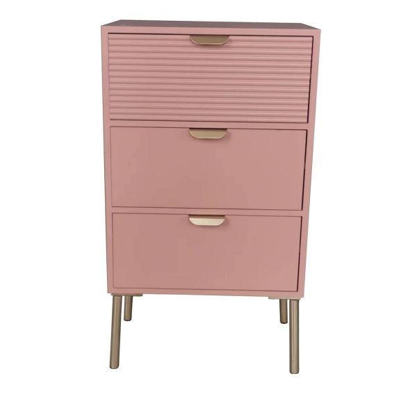 3 Drawers Chest of Drawers - Wood - L30 x W40 x H75 cm - Pink