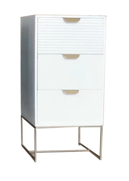 3 Drawer Bedside Table - Wood - L24 x W30 x H64 cm - White