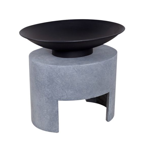 Fire Pit & Oval Console - Steel/Fibreclay - L39.5 x W46 x H41 cm - Cement