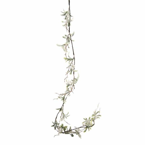 Glitter Mistletoe Garland with Crystals - Plastic/Wire - L120 x W120 cm - White/Green