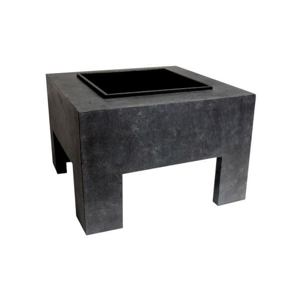 Square Fire Pit & Square Console - Steel/Fibreclay - L58 x W58 x H40 cm - Granite