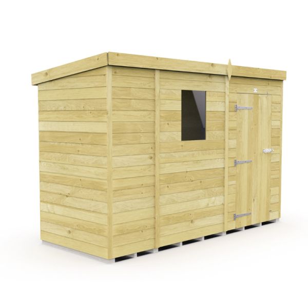 9 x 4 Feet Pent Shed - Single Door With Windows - Wood - L118 x W276 x H201 cm