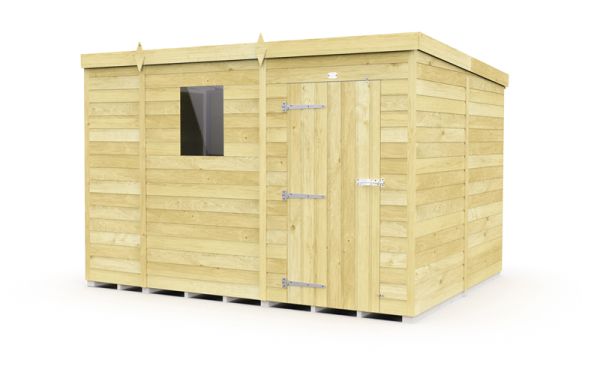 9 x 8 Feet Pent Shed - Single Door With Windows - Wood - L231 x W276 x H201 cm