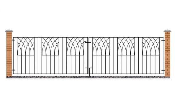 Abbey Modern Double Driveway Gate - Solid Steel - Fits Gap of 3530 mm x 812 mm High - Electro Galvanised/Black Powder Coated