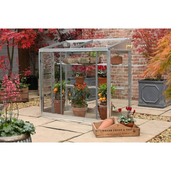 Harlow 3 Feet 4 Inches Freestanding Greenhouse - Aluminum/Glass - L100 x W55 x H95 cm - Ivory